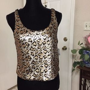 Zara Trafaluc Sequin Leopard Sleeveless Top  (size M)